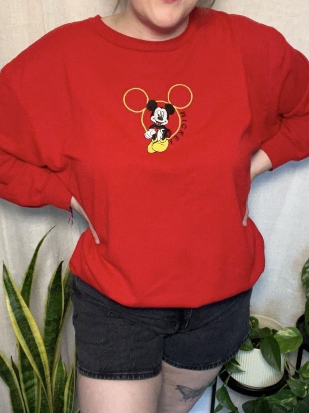 Vintage Disney Mickey Mouse Embroidered Crewneck XXL